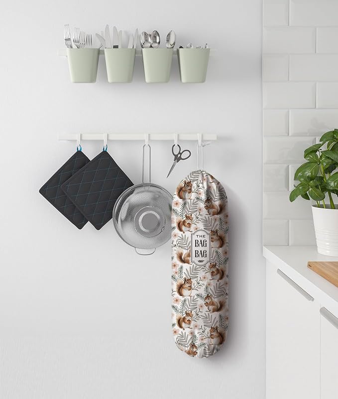 Squirrel Plastic Bag Holder,Grocery Bag Organizer Storage for Plastic Bags Groceries Store The Bag Bag 23" x 9"