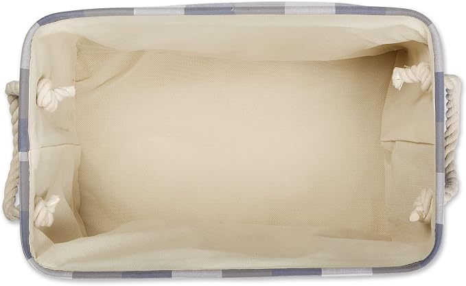DII Buffalo Check Storage Collection Collapsible Bin with Handles, Medium Rectangle, 16x10x12, Tri Color French Blue
