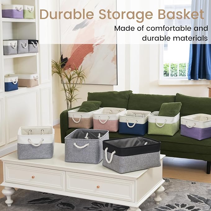 Large Storage Baskets- 15.7x11.8x8.26 inch Storage Bins for Shelves and Closet Organizing, Foldable Fabric Bin for Home Organization Clothes and Laundry (3-Pack, Gray)