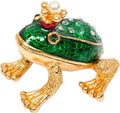 QIFU Hand Painted Mini Frog Prince Decorative Hinged Jewelry Trinket Box Unique Gift for Home Decor