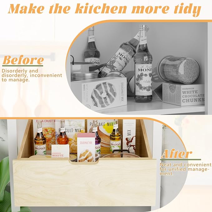 Pull Out Cabinet Organizer, Slide Out Wood Drawer, Pull Out Drawers for Cabinets, 8" High Pull Out Shelf for Kitchen Cabinet Pantry, 22½" W×21" D