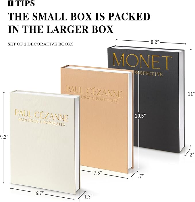Aesthetic Decorative Books - Coffee Table Books Decor - Fake Decor Book Storage Box for Decoration - Set of 3 Linen Faux Book for Home Shelf Decor - Bookshelf Decors Photo Storage Keepsake Box