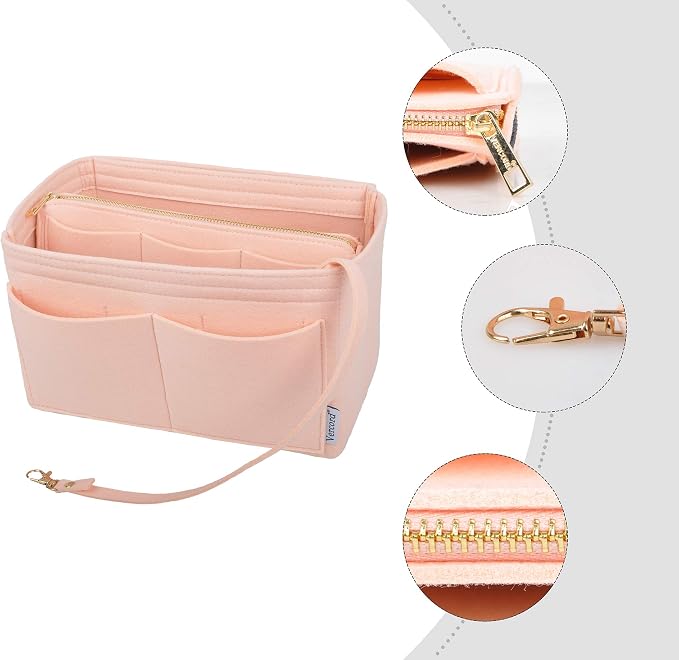 Vercord Felt Organizer Insert For Purse Handbag Tote Bag In Bag Inside Shaper Divider Neo Pink Xlarge