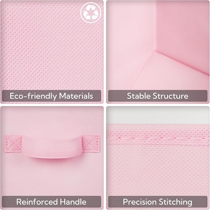 GRANNY SAYS Cube Storage Bins, 11 Inch 6 Pack Storage Cube Organizer, Foldable Fabric Storage Boxes with Handle, Decorative Clothing Storage Baskets for Shelves, Closet, Pink