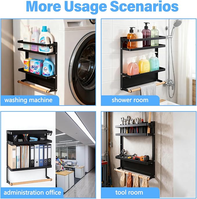 Magnetic Paper Towel Holder for Fridge, Kitchen Countertop Organizers Magnetic Shelf and Wall Mount Storage