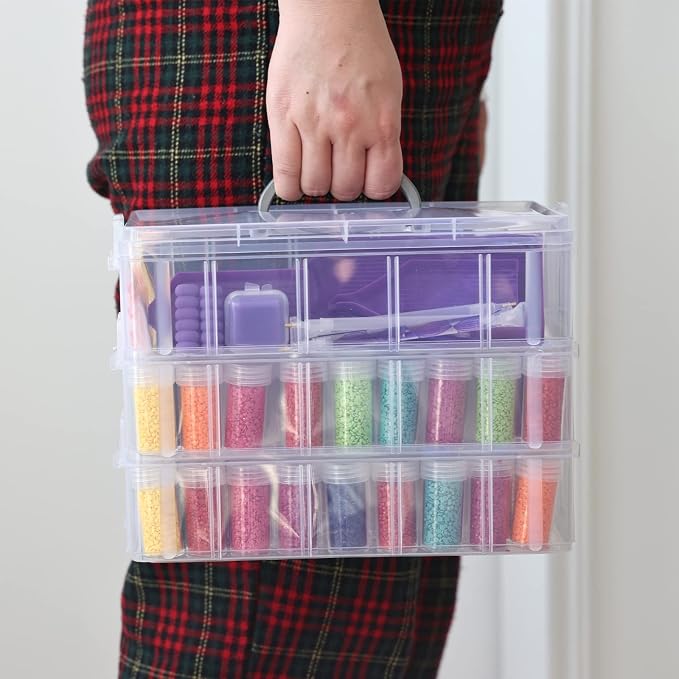 QUEFE Diamond Painting Storage Container 3 Tier 100 Slots Bead Organizer