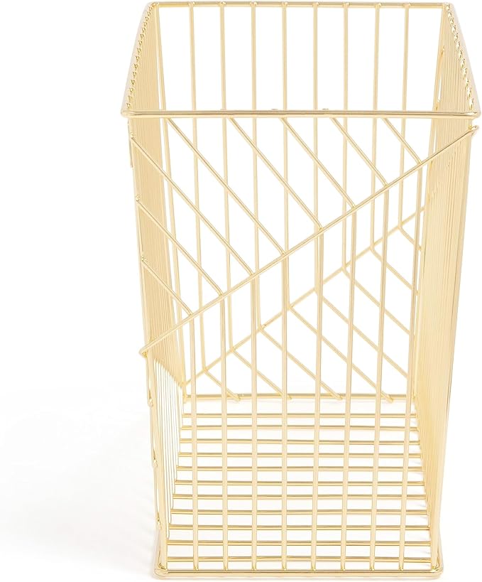 U Brands Metal Hanging File Organizer, Letter Size, Desktop Accessory, Vena Collection, Gold
