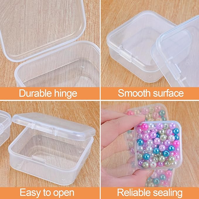 Mathtoxyz 72PCS Bead Organizer Box - Small Rectangle Bead Holder Plastic Cases for Clay Beads, Bracelet Making, DIY Jewelry, Craft, Nail