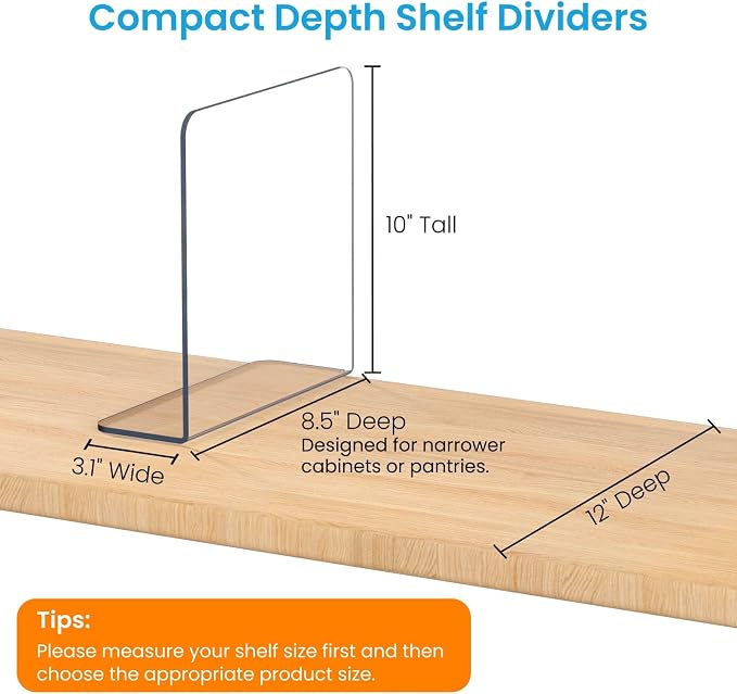 OKPOW Shelf Dividers for Closet Organization: 12 Pack Durable Clear Acrylic Divider Organizer for Shelves - Vertical Adjustable Shelving Separators for Clothing Purse