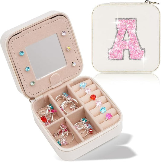 Uygafly Gifts for Teen Girl Trendy Stuff,Birthday Gift for 5 6 7 8 9 10 11 12 13 14 15 Year Old Girls,Cute Travel Jewelry Case Small Box | Cream,A
