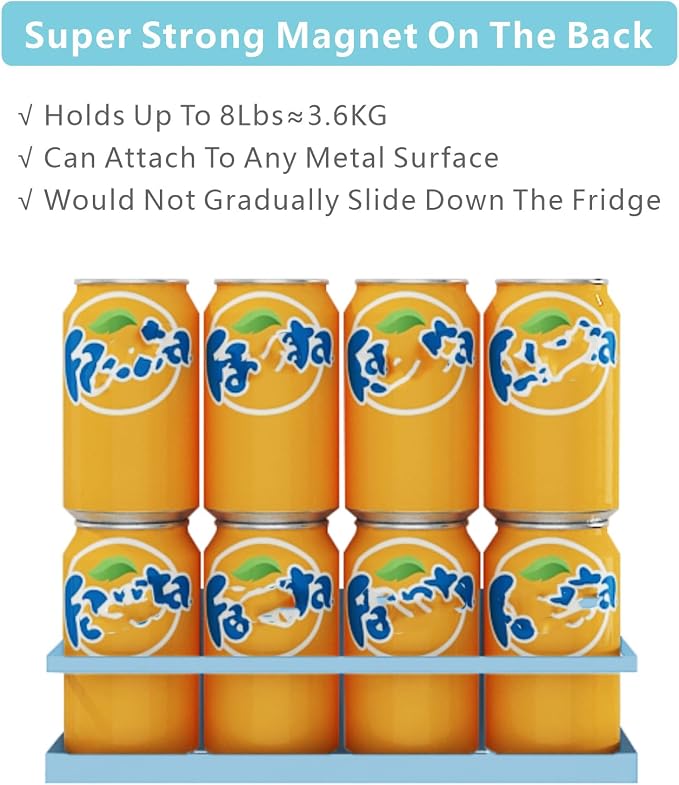 Magnetic Spice Rack For Refrigerator, Space Saving Magnetic Shelf For Fridge Blue 4 Pack With Magnetic Paper Towel Holder