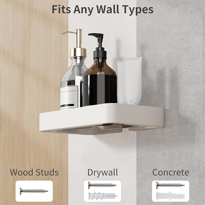 Danpoo 8-Inch Small Wall Shelf, Clear Tempered Glass with Matte White Aluminum Frame – Sleek Floating Bathroom Organizer