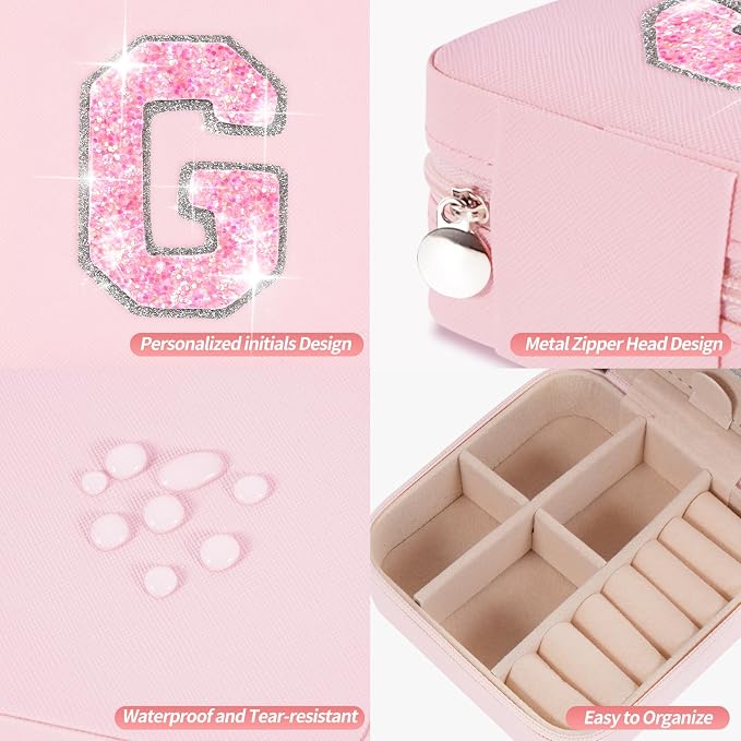 Uygafly Gifts for Teen Girl Trendy Stuff,Birthday Gift for 5 6 7 8 9 10 11 12 13 14 15 Year Old Girls,Cute Travel Jewelry Case Small Box | Pink,G