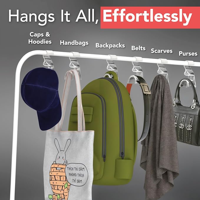 Wiosi Handbag Hanger 3 Pack - Durable Luxury Acrylic Holder Organizers Storage for Purse Tote Bag Satchel Backpack Crossover - Holds Up to 66Lbs – Easy to Clean, No Tools Required