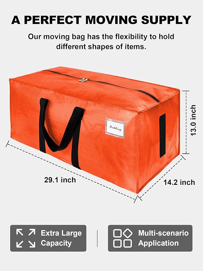 HOMESURE Supports 200lbs Heavy Duty Moving Bags - Strong Zipper & Wrap-Around Handles - Water-Resistant Storage Totes, Durable Alternative to Moving Boxes- 40 Pack -Multi-Color System for Easy Sorting