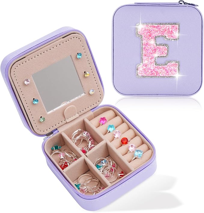 Uygafly Gifts for Teen Girl Trendy Stuff,Birthday Gift for 5 6 7 8 9 10 11 12 13 14 15 Year Old Girls,Cute Travel Jewelry Case Small Box | Lavender,E