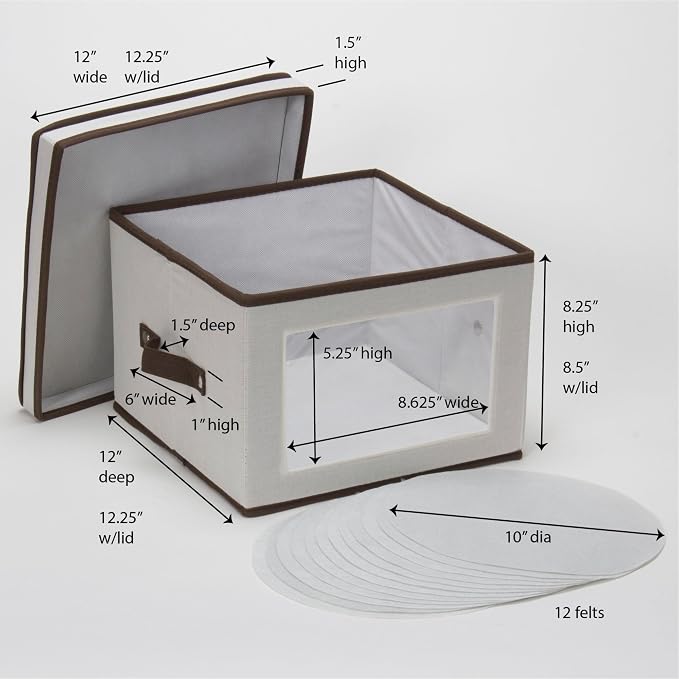 Household Essentials Dinner Plate Storage Box, Strong Frame and Handles, Windowed Panel, Fully Removable Lid, Stackable and Foldable, Perfect for Preserving Your Dinnerware