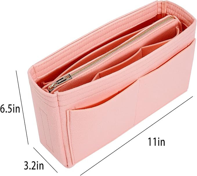 Vercord Felt Organizer Insert For Purse Handbag Tote Bag In Bag Inside Shaper Divider Neo Pink Slender Medium