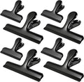 Chip Bag Clips, 8 Pack Heavy Duty Black Stainless Steel Food Sealer Clips with Silicone Cover, Strong Grip for Snacks, Food Storage, Kitchen & Pantry Organization (4 Large + 4 Small)