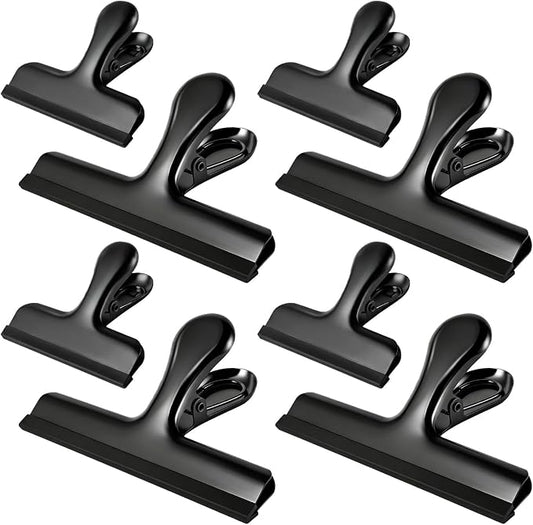 Chip Bag Clips, 8 Pack Heavy Duty Black Stainless Steel Food Sealer Clips with Silicone Cover, Strong Grip for Snacks, Food Storage, Kitchen & Pantry Organization (4 Large + 4 Small)