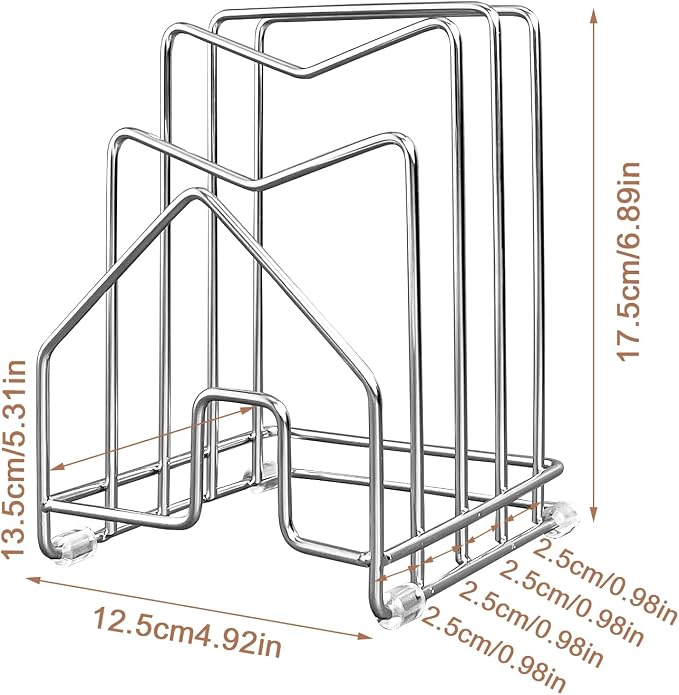 Pot Lid Organizer Cutting Board Holder Inside Cabinet 304 Stainless Steel Pots and Pan Organizer Under Cabinet Pot Cover Cookie Sheet Bakeware Serving Tray Cooling Rack Stand Kitchen Countertop