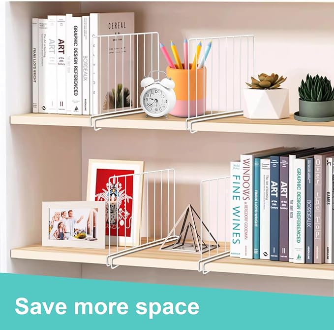 Shelf Dividers for Closet Organization, 8 Pack Metal Closet Shelf Dividers, Closet Shelf Organizer for Wood Closet Separator