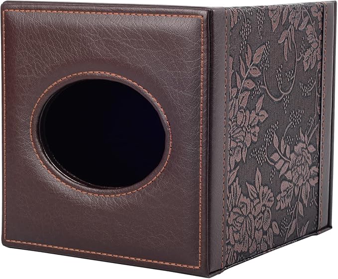 Tissue Box Cover Square,Modern Leather Tissue Box Holder for Napkin Facial Paper Organizer Bottom with Magnet Reinforcement for Home/Hotel/Restaurant/Office/car/Living Room(Retro)