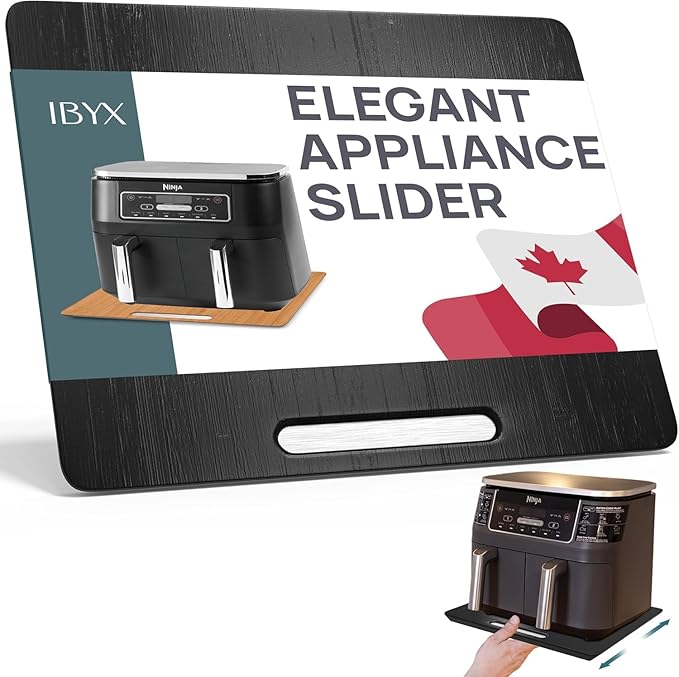 Ibyx Elegant Appliance Slider - Sliding Tray for Coffee Maker & Heavy Kitchen Appliances, Easy Slide, Made of Premium Bamboo, Space-Saving Kitchen Organizer, 40 lb Capacity, Black - 16 x 13 Inch