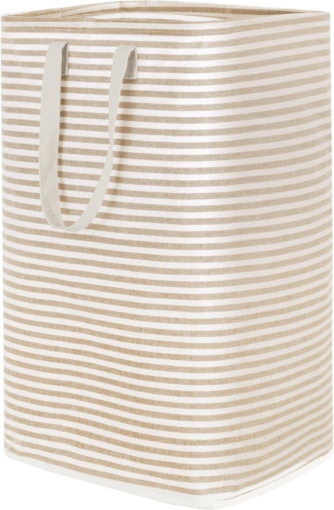 Lifewit 1 Pack Laundry Basket 80L Each, Collapsible Clothes Hamper with Reinforced Handles, Freestanding Waterproof Design for Bedroom and Laundry Room, Beige 80L Total