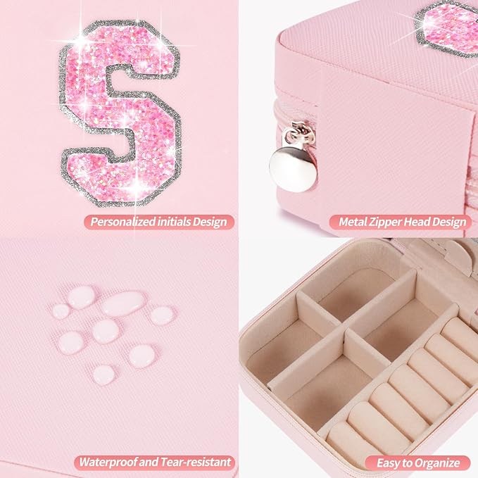 Uygafly Gifts for Teen Girl Trendy Stuff,Birthday Gift for 5 6 7 8 9 10 11 12 13 14 15 Year Old Girls,Cute Travel Jewelry Case Small Box - Pink,S
