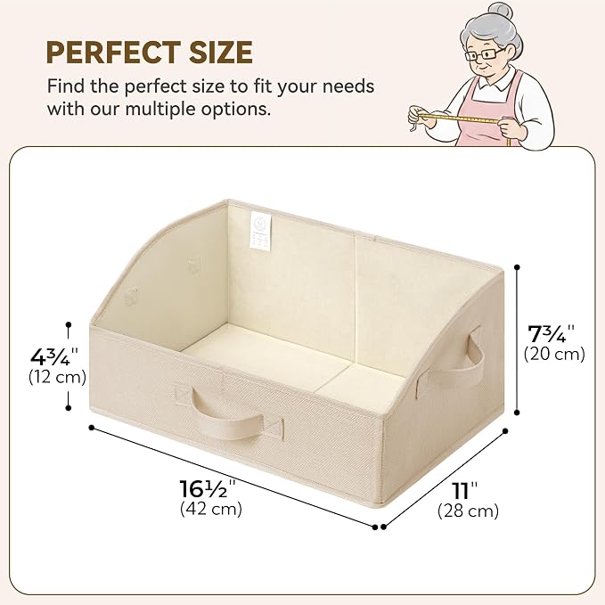 GRANNY SAYS Closet Shelf Baskets, Storage for Purses, Trapezoid Closet Storage Bins, Closet Organizers and Storage for Shelves, Clothes, Toys, Towels, Khaki, 3-Pack
