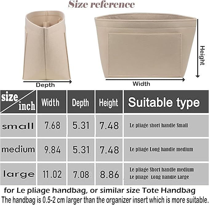 Lckaey Purse Organizer Insert for Longchamp Le Pliage Neo Handbags Long champ Insert Organizer 1012beige-M