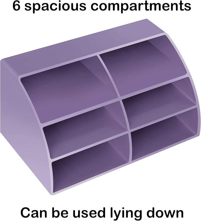 Acrimet Desktop Organizer - Easy Organizer Caddy Holder for Office, Home and School use (Plastic) (Solid Purple Color) | Slant Design, Scrunch Holder & Stationery Accessories