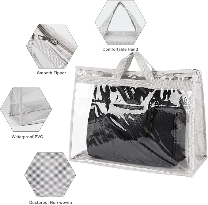 Outgeek 3PCS Purse Storage Bag Organization Purse Dust Bag Organizer Clear Plastic Lightweight Protective Waterproof Handbag Protector