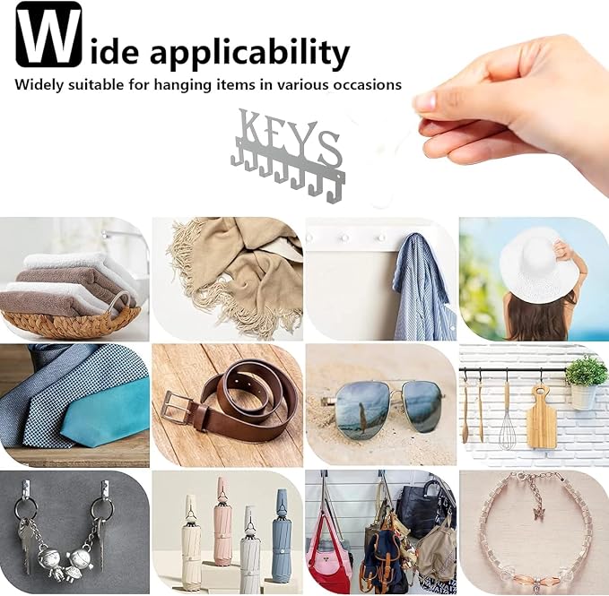 FairyCity Keys Holder for Wall Metal Vintage Keys Hook - Home Decor Key Hanger Decorative Key Holder Wall Mounted with 7 Hooks,25cm*12.8cm White