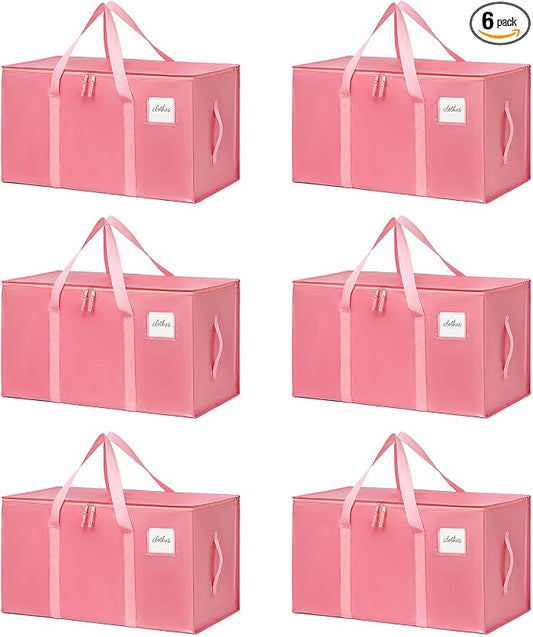 Moving Bags Heavy Duty Bubblegum Pink – Large Packing Bags for Moving, Extra Large Storage Totes with Zippers and Handles