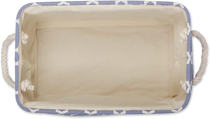 DII Polyester Container with Handles, Lattice Storage Bin, Medium, Stonewash Blue