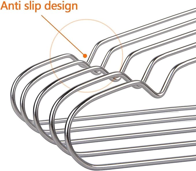 Stainless Steel Clothes Hangers 40 Pack, Space Saving Metal Closet Hangers with Shoulder Grooves, Heavy Duty Rust Resistant Hangers for Tank Tops, Cardigans, Shirts, Coats, Dorm and Outdoor Drying