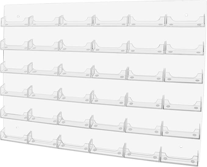 Marketing Holders Wall Business Card Holder with Hanging Hardware for 3.5" x 2" Gift or Appointment Cards Trade Show Convention Real Estate Hotel Retail Stores 36 Slots Clear Acrylic One Piece