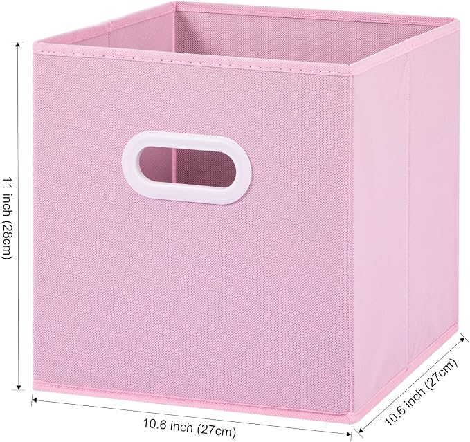 Stero Fabric Storage Cubes Bins, 11 inch Fun Colored Foldable Storage Baskets with Dual Plastic Handle for Home, Kids Room, Closet and Toys Organization, Multi Colored, Set of 6