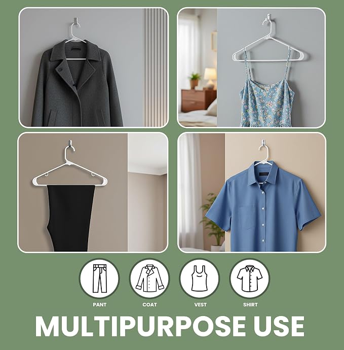 Utopia Home Plastic Hangers, White, 30 Pack | Space saving | Durable & strong | Closet organizer | Clothes hangers | Ideal for shirts, pants, skirts & coats
