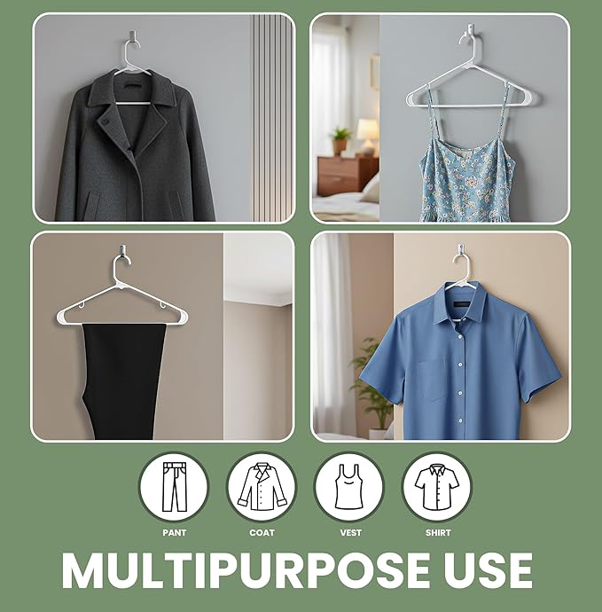 Utopia Home Plastic Hangers 100 Pack – Built-in Strap Hooks White | Space saving | Durable & strong | Closet organizer | Clothes hangers | Ideal for shirts, pants, skirts & coats