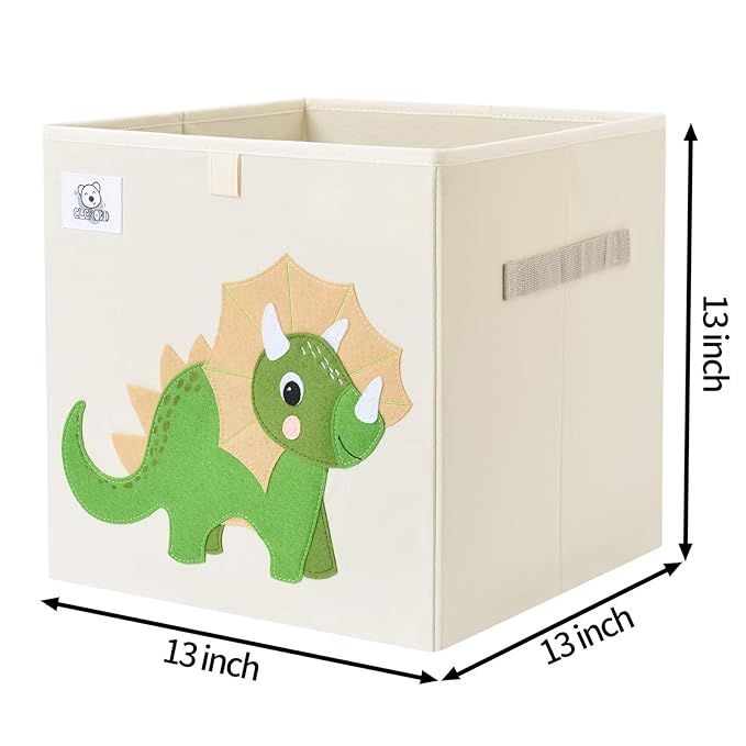 Foldable Animal Cube Storage Bins Fabric Toy Box/Chest/Organizer for Toddler/Kids Nursery, Playroom, 13 inch (Triceratops)