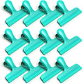 HOUSE AGAIN Chip Clips, 12 Pack Stainless Steel Chip Bag Clips Covered with Silicone, NO More Sharp Edges, Bag Clip for Food Packages, Heavy Duty for Kitchen and Office, Green