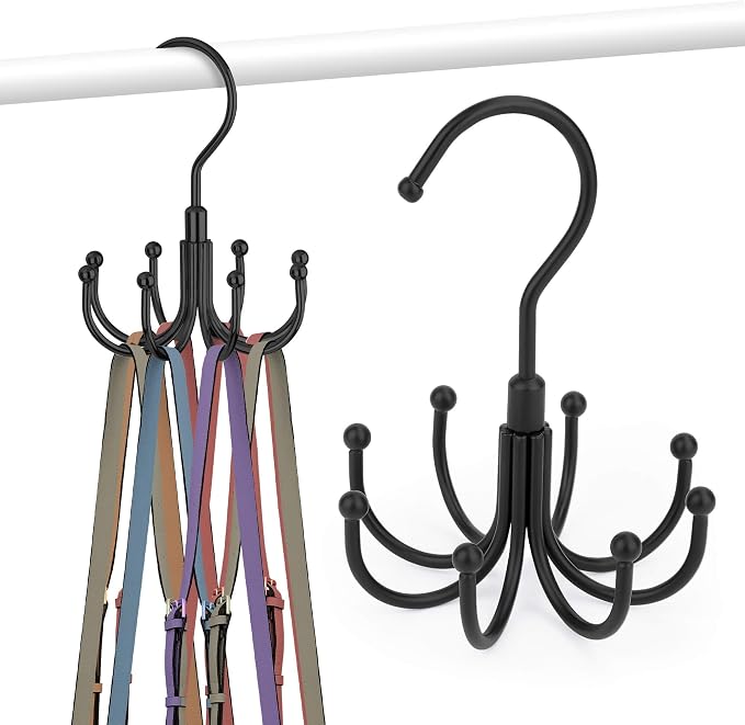 ZEDODIER 2 Pack Purse Hanger Organizer for Closet, Rotatable Sturdy Purses Holder Holds 16 Bags, Metal Space Saving Closet Organizers and Storage, Black