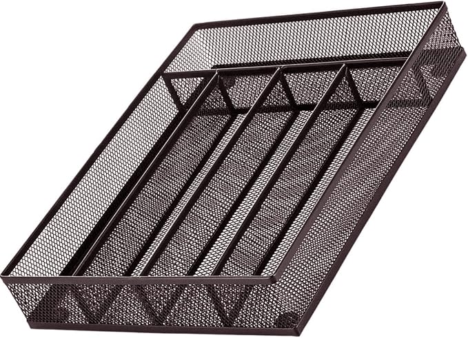 COSWE Silverware Tray for Drawer, Silverware Organizer, Metal Drawer Organizer Kitchen Utensils with Foam Feet Multi Compartments Cutlery Organizer in Drawer