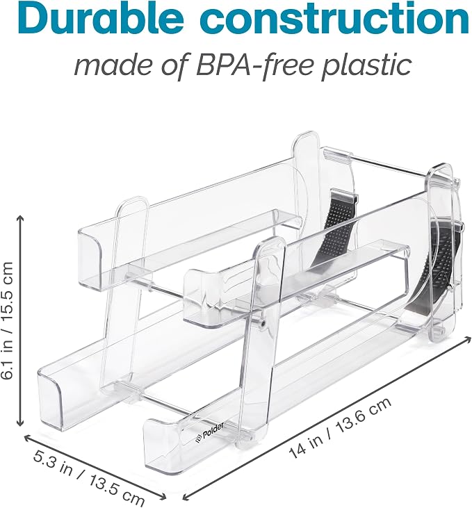 Polder Gravity Feed Can Dispenser, BPA-Free Plastic Beverage and Drink Dispenser, Holds Up to 10 Soda Cans, Ideal for Refrigerators and Countertops, Fridge Organizer, 14" x 5.3" x 6.1"