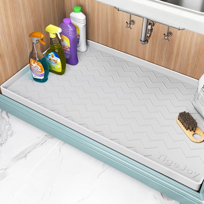 TigeJoy 31" x 22" Under Sink Mats for Kitchen Waterproof, Leak-Proof Silicone Mat Sink Protector and Cabinet Liner, Kitchen Essentials Organizer and Storage, Boot or Shoe Tray, Pet Feeding Mat