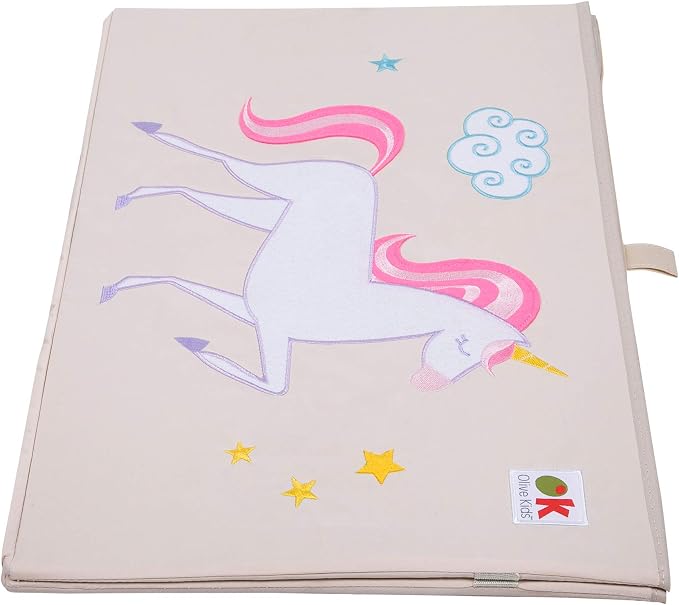 Wildkin Kids Fabric Toy Chest – Sturdy Storage Box w/Handle for Toys & Supplies - Unicorn