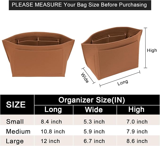 LOUKAYCCI Purse Organizer Insert for Longchamp Le Pliage L Handbag Insert Felt Long Champ Tote Bag Organizer Insert with Cup (EarthColor, Large)